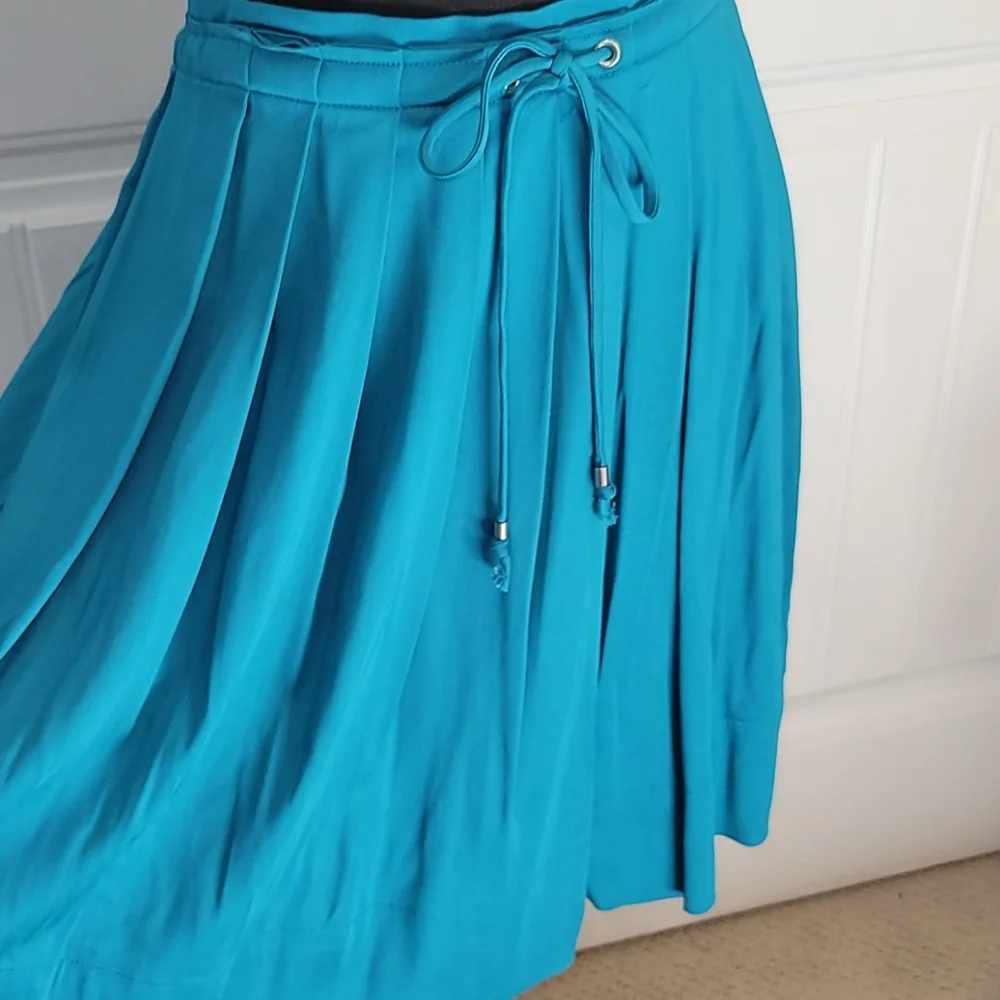 Loft A-Line Silky Teal Skirt (0026)